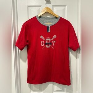Vintage GAP Double Face T-Shirt Red Grey Graphic S/M Men’s